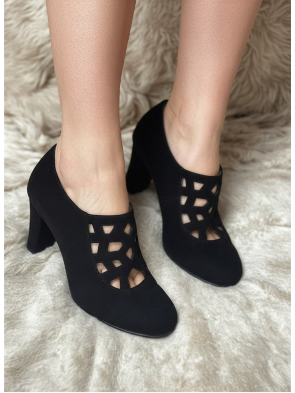 Aerosoles Boots Womens 8.5 M Casual Slip On Low Ankle Bootie Black Fabric Heels